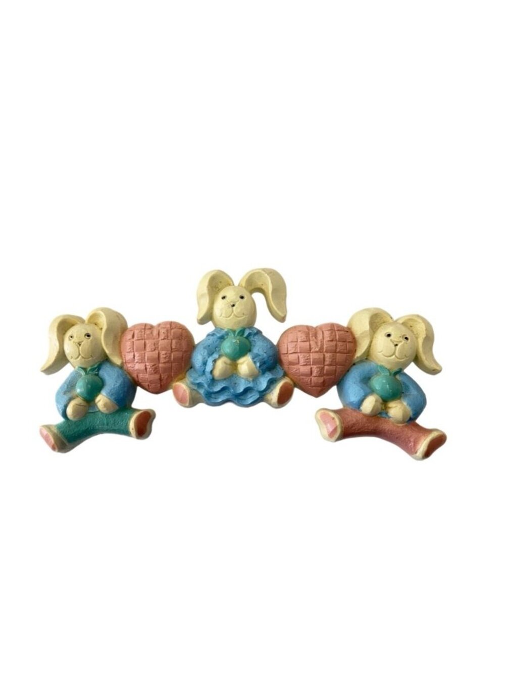 Vintage HOMCO Bunny Rabbits Hearts Wall Art Nursery Decor VINTAGE 1980s